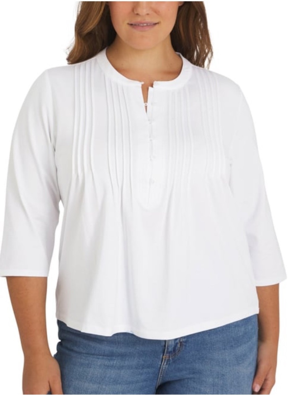 NEW Lands end pintuck white Henley top